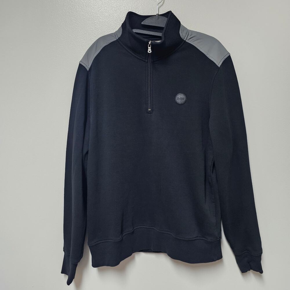 Michael Kors Mens 1/4 Zip Cotton Black Sweater Size Large